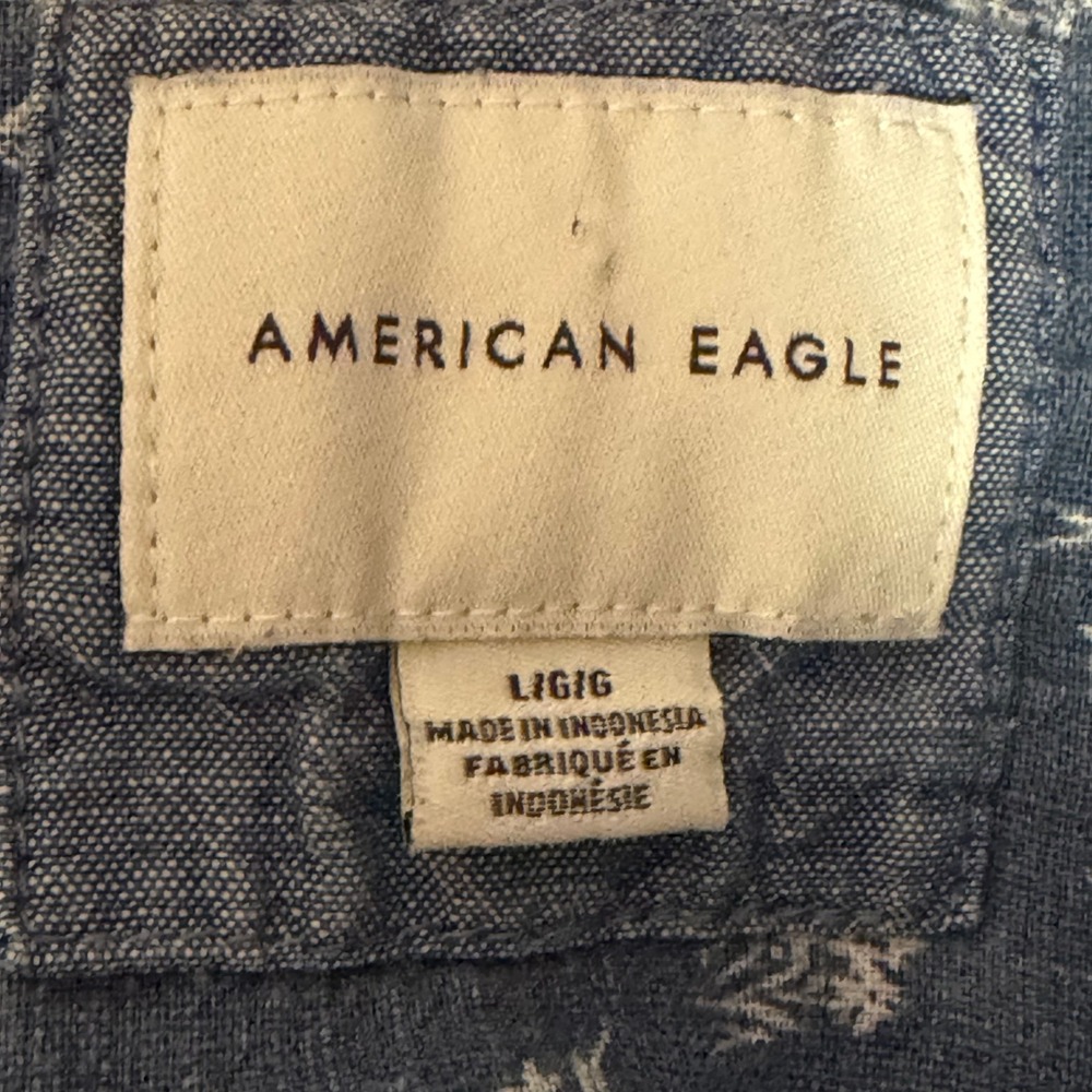 American Eagle Patchwork Button Down Shirt Large … - image 6